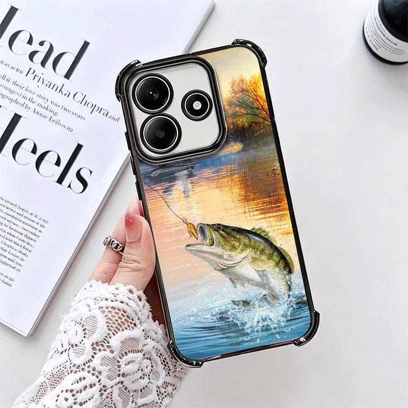 Hunting Fishing Man Plating Phone Case For Xiaomi Redmi Note 14 15 Pro Plus 13 12 11 11S 11T 10 9S 9 5G Anti-Fall Airabag Cover