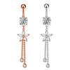Fashion Stainless Steel Flower Zircon Tassels Belly Button Rings For Women Simple Navel Ring Sexy Body Piercing Jewelry Gifts