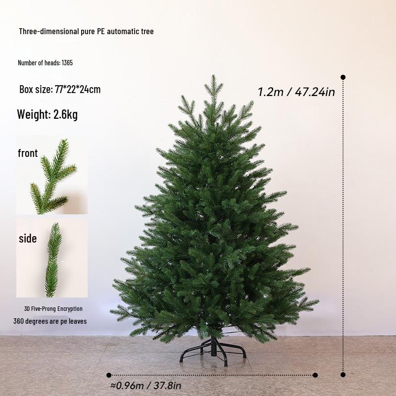 Pre-Lit Automatic Unfolding PE Bare Christmas Tree Base Ornament - No Installation Needed