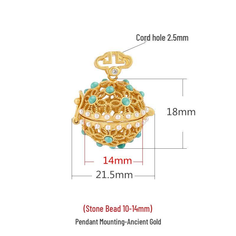 

Sterling Silver Hollow Bead Pendant Necklace - Ancient Style Scented Sachet 925 Silver