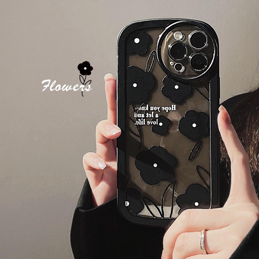 High End Black Flower 15 Suitable for IPhone 13 Apple Phone Case 14pro Max Silicone 8 X Cold 11