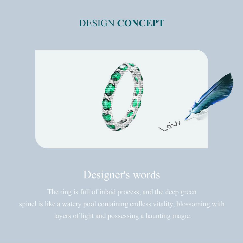 BAMOER 925 Sterling Silber schillernder grüner Spinell-Fingerring für Frauen, Valentinstagsgeschenk, platinierter edler Schmuck