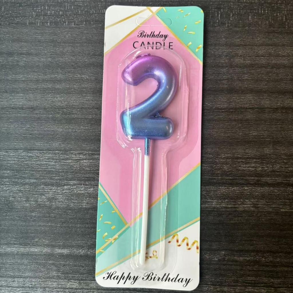 Ins Galaxy Gradient Digital Birthday Candle Ornament Pink Blue Purple Layout Party Cake Baking Plug-in Card