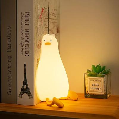 Luzes noturnas LED de silicone com pato recarregável para crianças, luzes noturnas com palmas, presente de aniversário para bebês, sensor de toque, decoração de quarto, abajur de cabeceira