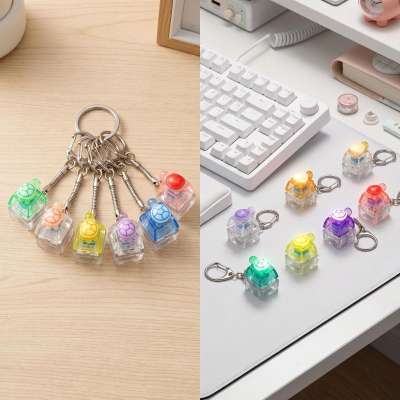 3D Cartoon Turtle Led Keyboard Keychain Fidget Clicker Sensory Stress Relief Toy For Adults Kids