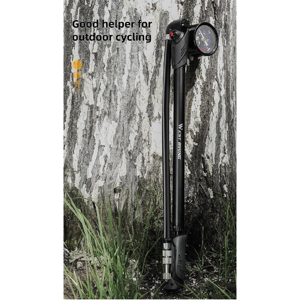 WEST BIKING Portable High-pressure 300psi Bike Air Pump with Gauge for Fork & Rear Suspension Shock Absorber Mountain Bicycle