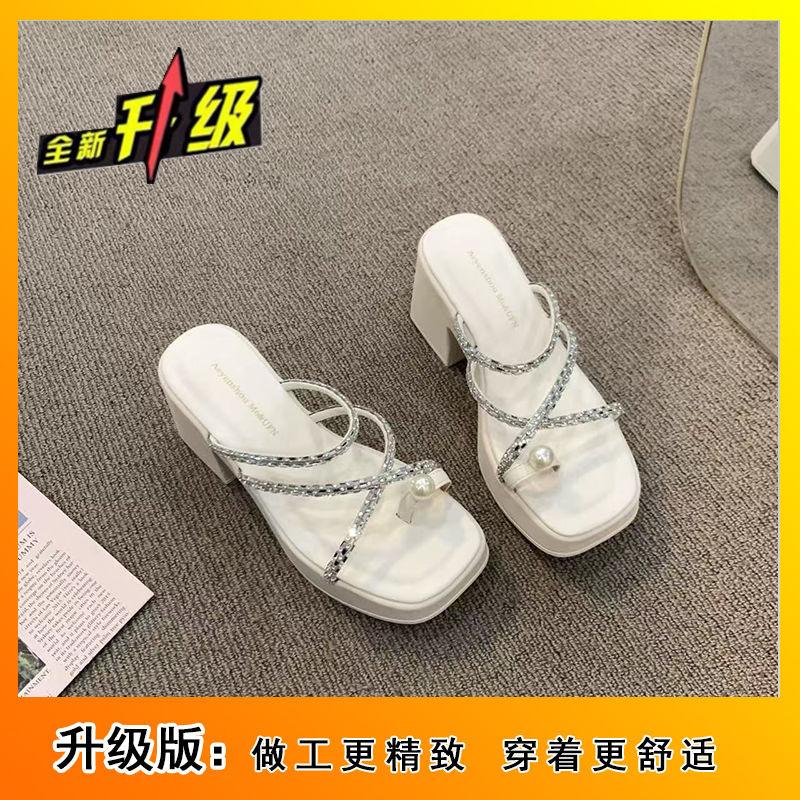

Thick heel high sense French beautiful height increase platform high heel sandals small slippers women s summer wear 2025 new 40
