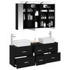 Bathroom Furniture Set 4 Pcs Black Oak Engineered Wood and Glass