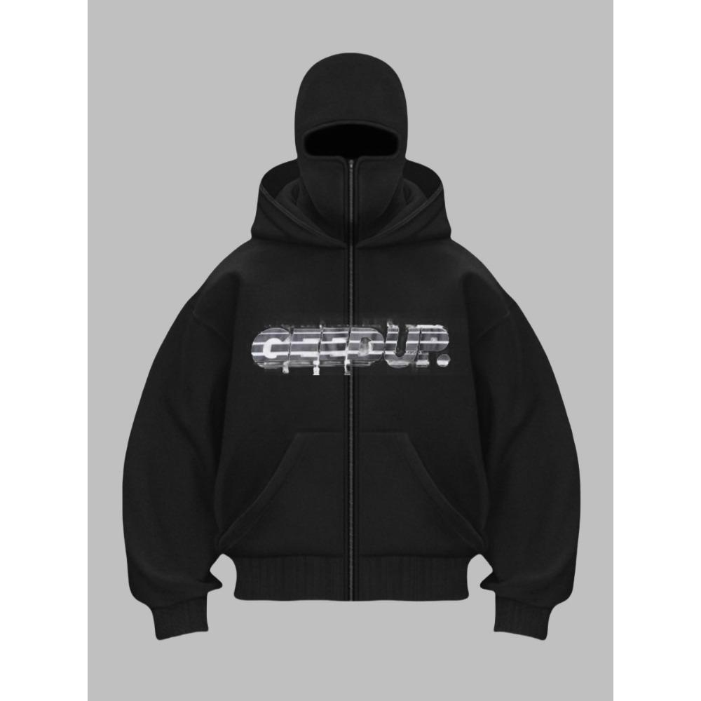 

Мужская толстовка-парка на молнии в стиле Y2K, теплая, осенне-зимняя, спортивная, повседневная, для пары, с капюшоном, с принтом лица S