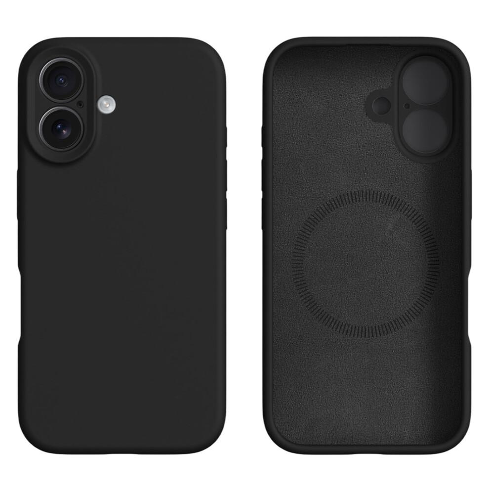 (iPhone 16, Black) For iPhone 16 Case Compatible with MagSafe Precise Cutouts Liquid Silicone Protective Back Cover