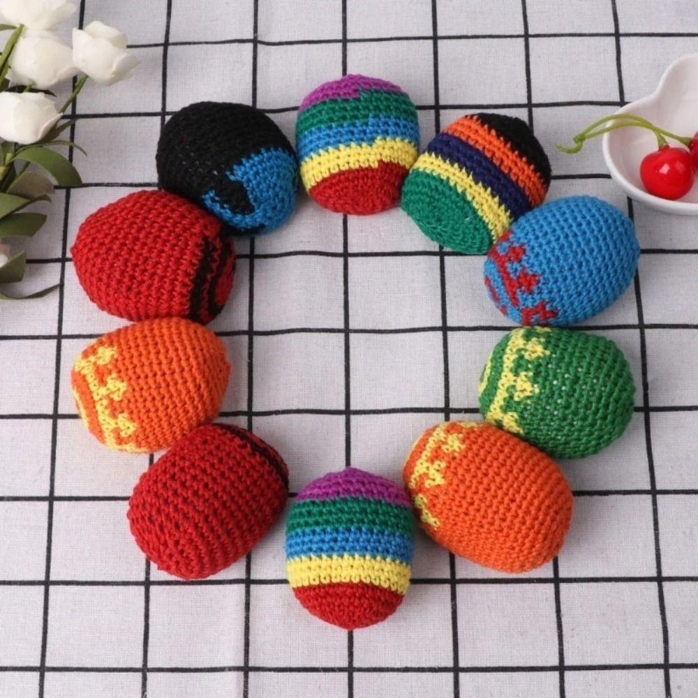 6/12/24Pcs Colorful Soft Juggling Balls Funny Knitted Sandbag Crochet Foot Bags  Group Playing