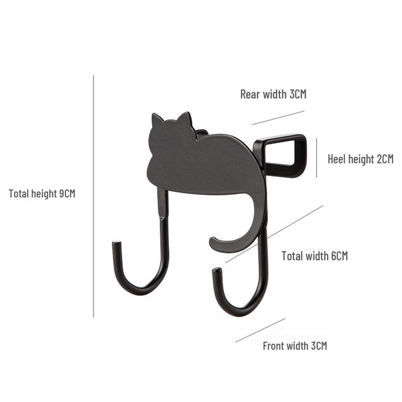 Cat-Shaped Wrought Iron Over-the-Door Hook - Nail-Free, Adhesive-Free 