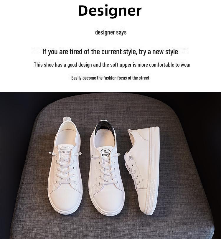 Women's 2025 Summer Casual Versatile Genuine Leather White Flats