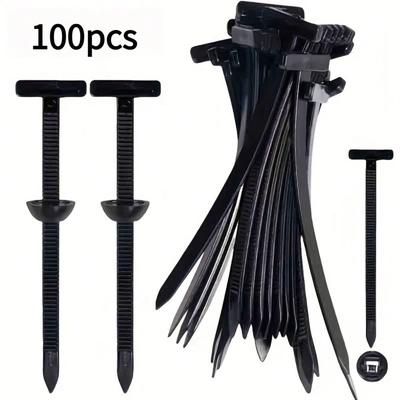 100pcs Durable Self-Locking Nylon Cable Ties with Black Plastic Zipper Heads - High-Strength UV-Resistant Fasteners