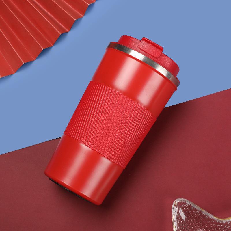304 Stainless Steel Coffee Cup with Leather Case & Silicone Sleeve, Custom Engraved Logo, Insulated Gift Cup.