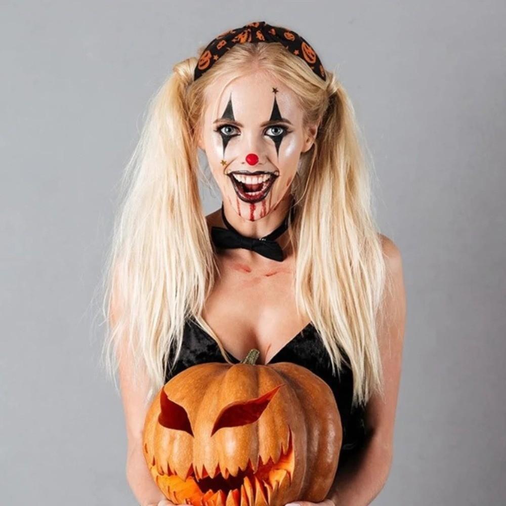 Horrible Top Knot Headband Festival Wear Ghost Print Hairband Pumpkin Head Headband  Trick or Treat