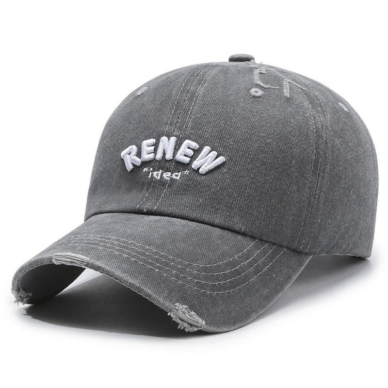 Vintage Cotton Baseball Cap With Embroidered Lettering Adjustable Sun Protection For Men Women