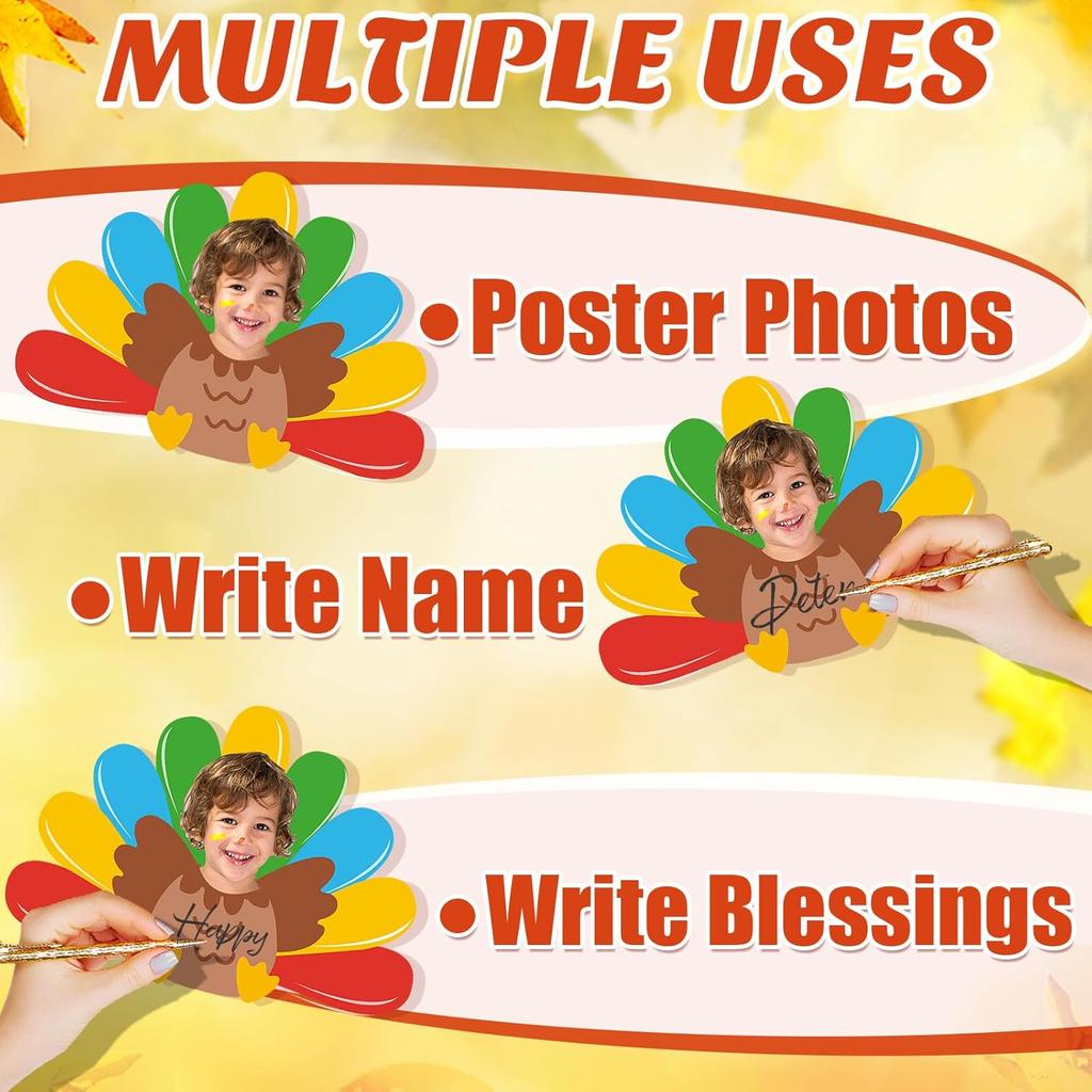 50Pcs Thanksgiving Turkey Cutouts Thanksgiving Turkey Bulletin Board Photo Cutout Fall Bulletin Board Decor Autumn Harvest DIY Craft Art School Home