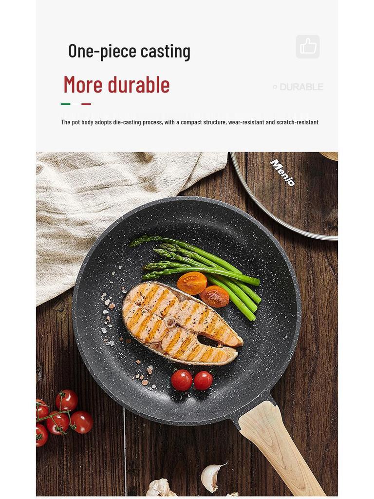 British Maifan Stone Non-Stick Wok: Flat Bottom Pan for Steak, Stir-Fry, and Cooking On Induction and Gas Stoves