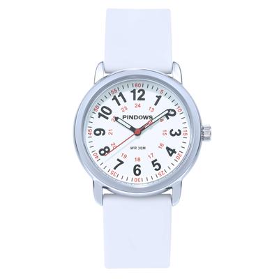 PINDOWS Silicone Band Design Analog Quartz Watch For Young Generations and Students High Visibility Waterproof Unisex Wristwatch Dial with Luminescent