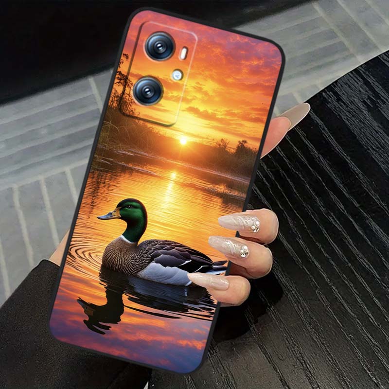 Cartoon Anime Entenmuster Handyhülle Für OPPO Reno 5 6 7 A96 A40 A58 Realme GT A74 A78 Neo2 A74 A78 Find X5 X3 X7 X8 Schwarz