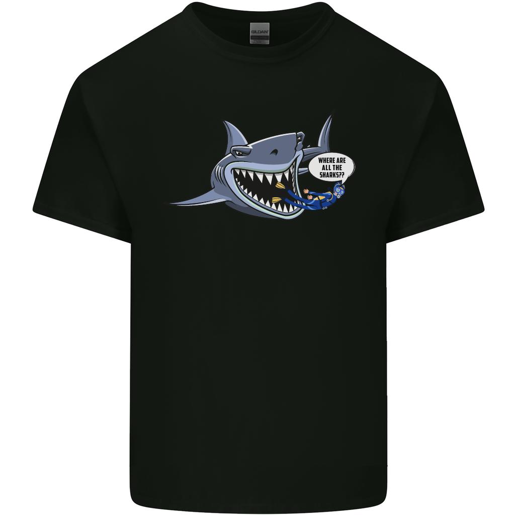 Where Are the Sharks Scuba Diving Diver Unisexs Light Cotton TShirt