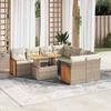 VidaXL Garden Lounge Set with Cushions 9 Pcs Beige Wicker Acacia 3327691