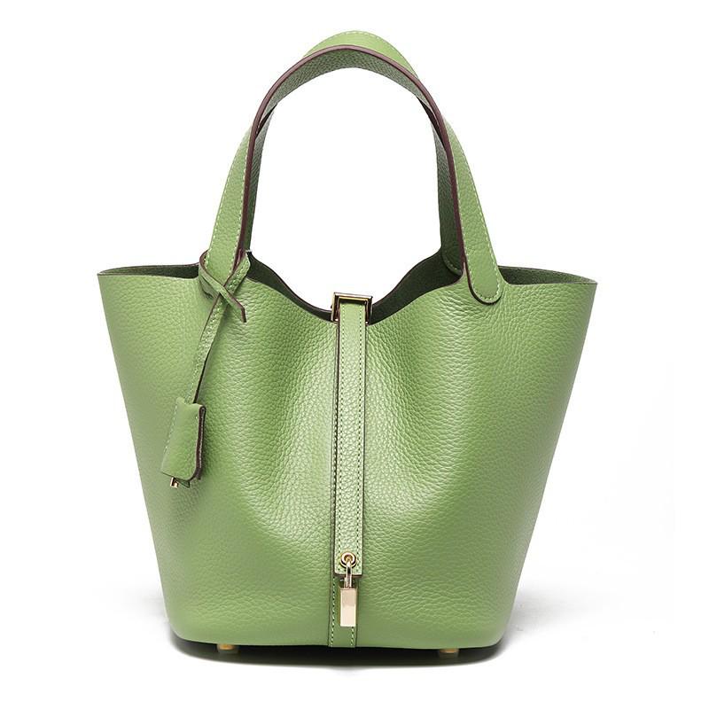 Women's High-Quality Genuine Leather Bucket Bag - Exquisite Cowhide Handbag