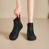 Autumn and winter new leather short boots women's flat-bottomed casual British style Martin boots soft-soled versatile fashion round boots women