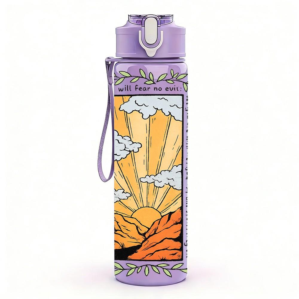 1PC Wheat Plant Vintage Pattern 750ml Color Plastic Sports Water Bottle Leakproof Flip Straw Lid Suitable for Sports Office Home Use