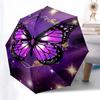 Golden Butterfly Pattern Folding Umbrella Fashion Auto-Open 8 Iron Ribs Plastic Handle Foldable Sunshade Perfect Christmas Gifts