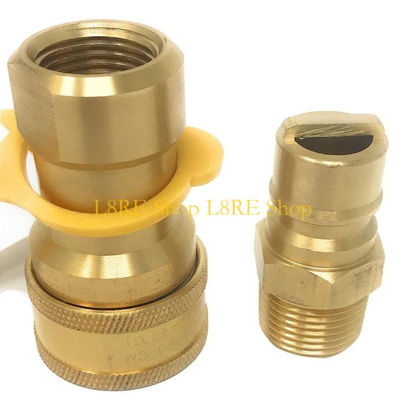 L8RE Quick Connecting Propane Fitting Brass Plug for Gas Appliances with Safety Features Outdoor Cooking Accessories