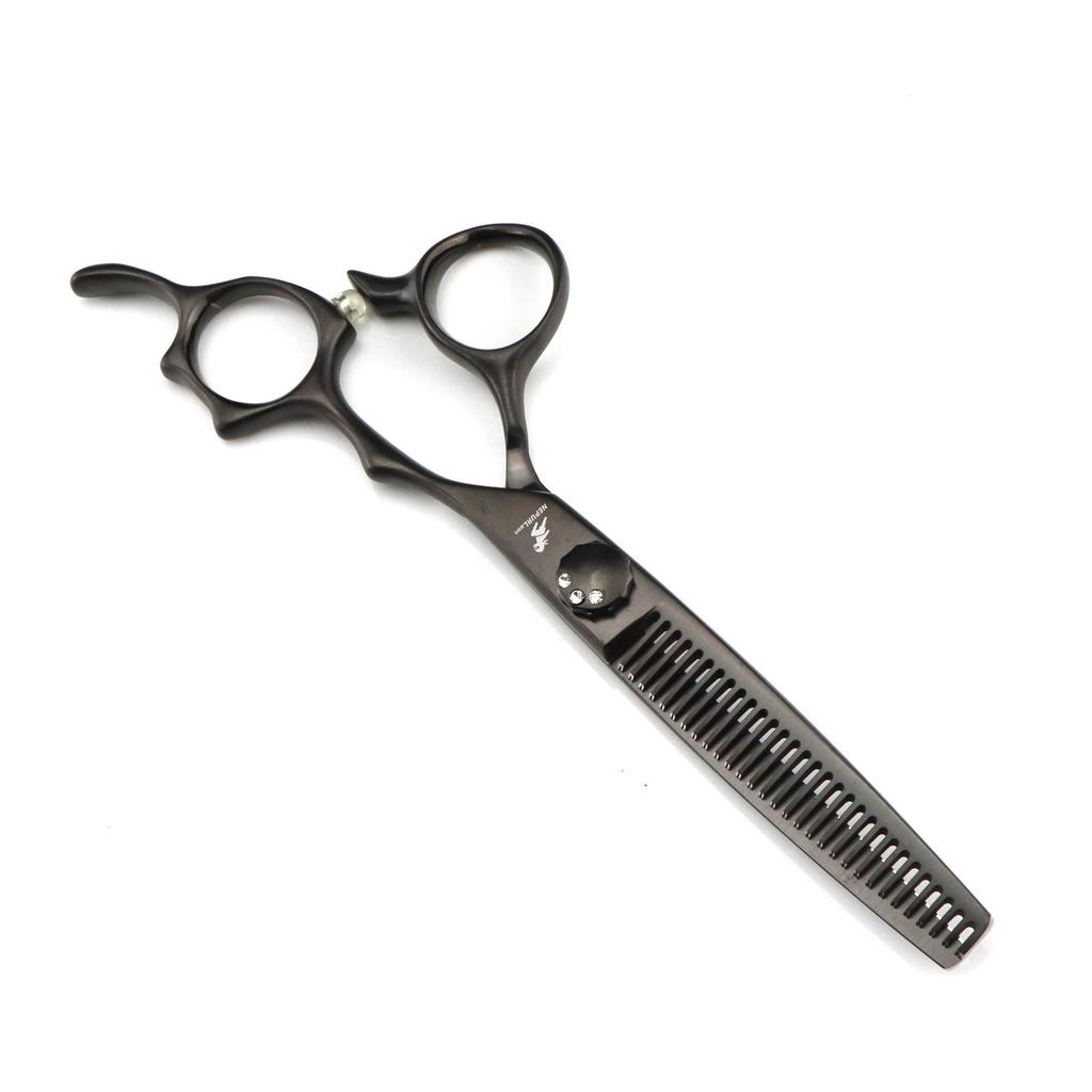6.0" Black Hollow Hairdressing Scissors - Straight & Thinning Shears