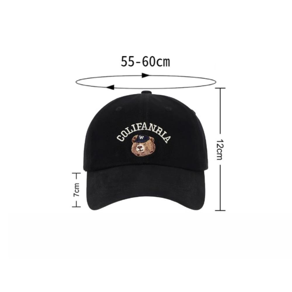 Bear Embroidered Wide Brim Baseball Cap, Face Slim Peaked Hat For Women Adult Korean Style Daily Casual Headwear