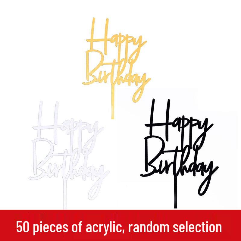 50-Pack Acrylic 'Happy Birthday' Cake Toppers - Popular Party Decorations with Free Shipping
