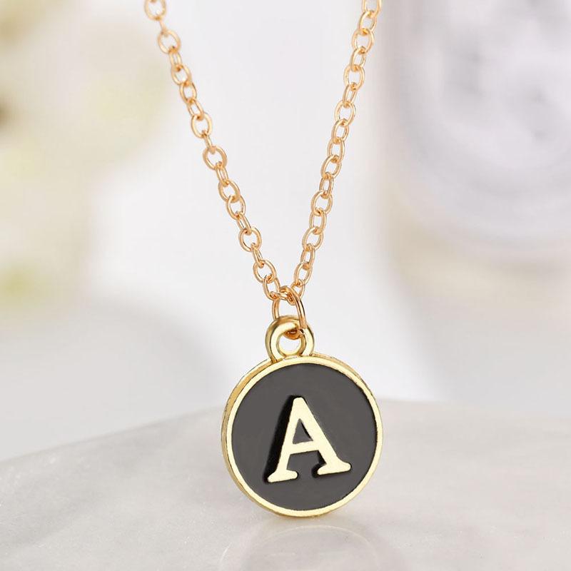 Initial Letter Pendant Necklace for Women Stainless Steel A Alphabet Choker Chain Jewelry Christmas Gift