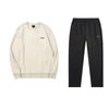 Li Ning Solid Color Loose Fit Round Neck Drop Shoulder Pullover Sweatshirt And Mid Waist Elastic Pants Casual Sports Set Men Sets AKLUB21-1+AWDTD81-3