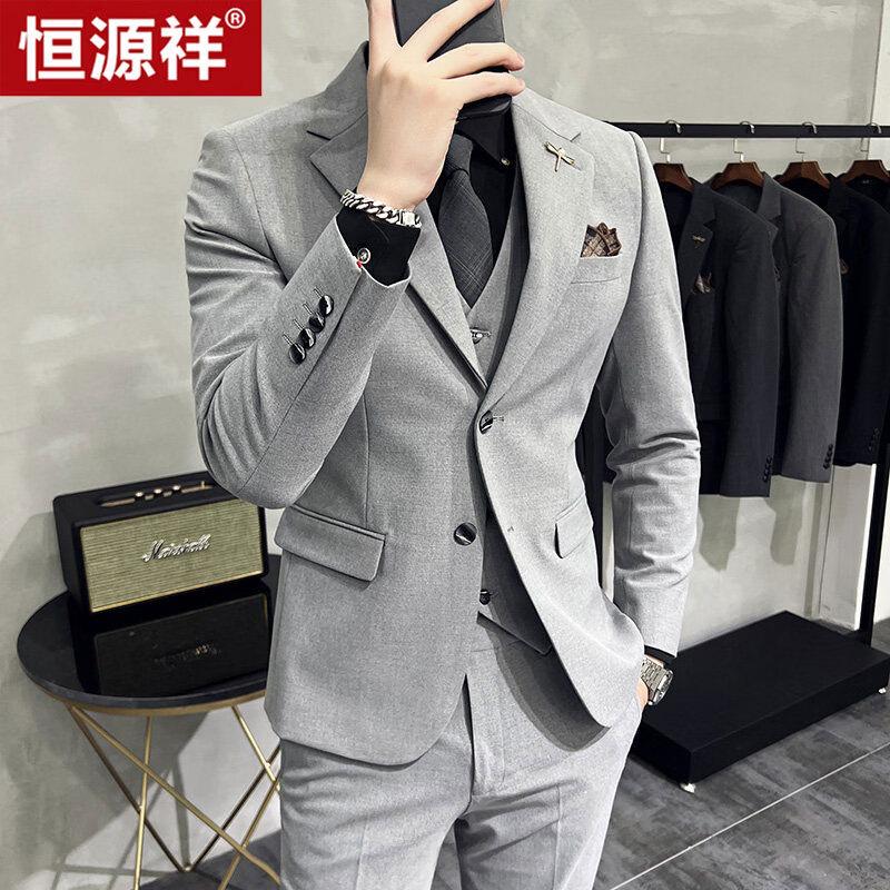 Hengyuanxiang Men's Plus Size Two-Button Suit Set