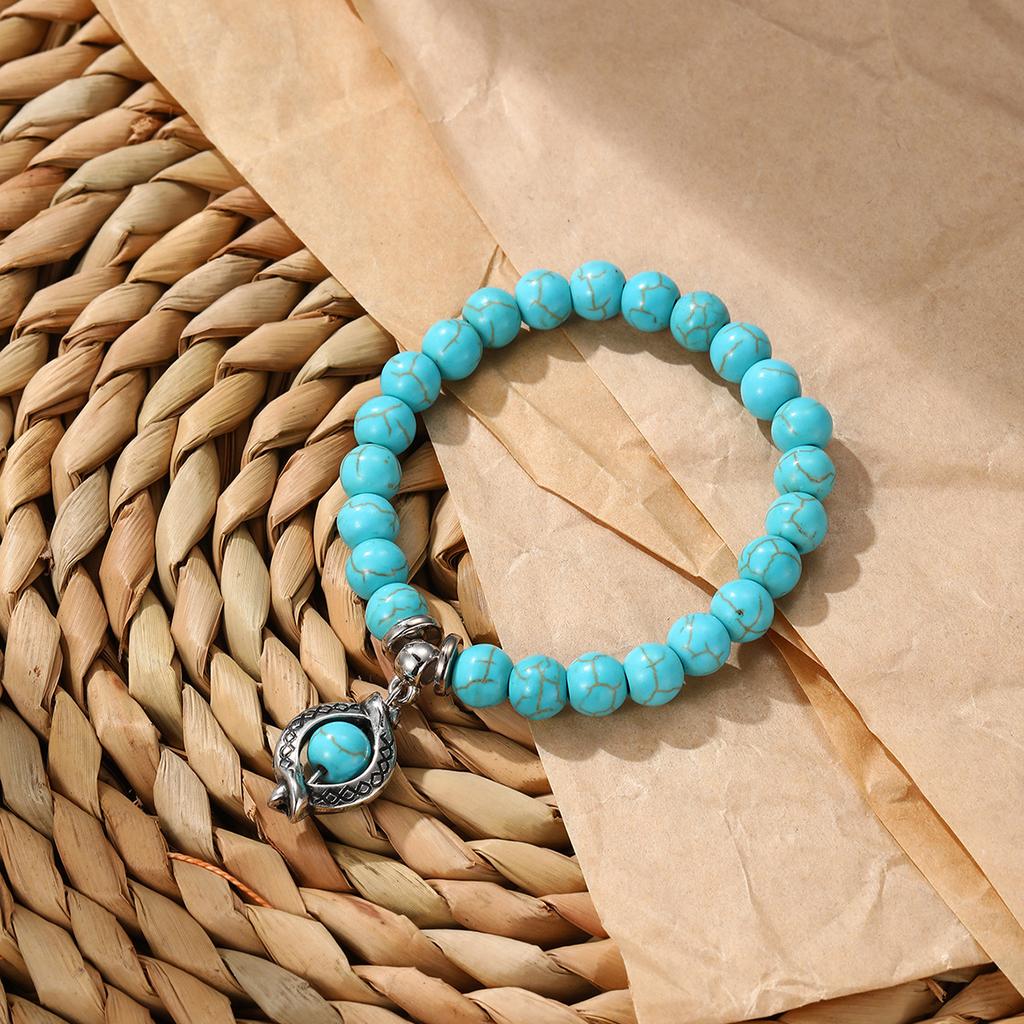Charm Bracelets Daily Wear Personality Women's Turquoise Gifts Bohemian Vacation 1PC Festival Beaded Pendant Bracelet Vintage