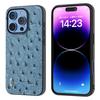 ABEEL For iPhone 16 Pro Case Ostrich Texture Genuine Cow Leather Back Phone Cover