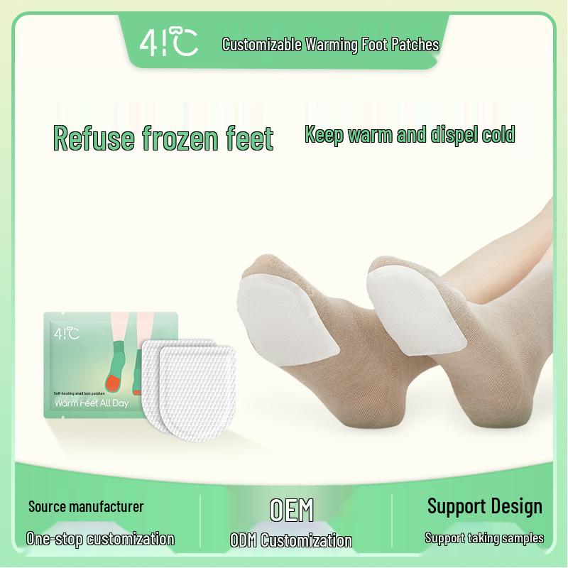 Custom Self-Heating Foot Patches - Winter Warm Pack & Heat Therapy Essential Small Foot Patches 10 pcs/pack зелёный