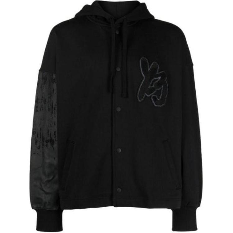 

Y-3 Gfx Logo Snap Button Hoodie Мужские толстовки с капюшоном черного цвета IA3102 XS