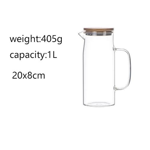 

New 1000ML/1500ML Thickened Glass Kettle Bamboo Lid With Filter Cover, Can Be Added To The Kettle For Juice And Coffee 1L