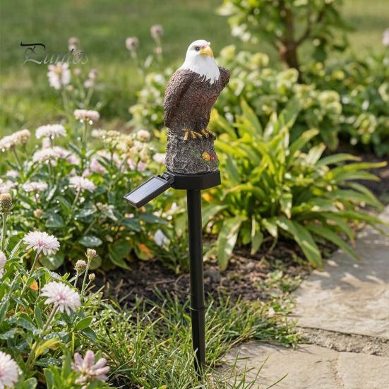 Solar Powered Pathway Lighting Eagle Garden Light, Outdoor Waterproof LED Light with Weather Resistant Decor Stake, Bald for Courtyard Lawn