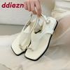 Fashion Fashion Metal Ladies Low Heel Sandals Shoes Summer Spring Female Buckle Footwear Elegant Women Heeled Sandals Shoes Flip flops