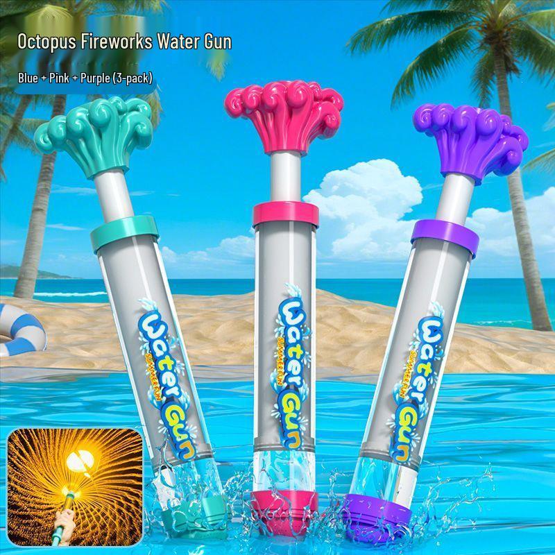 Fireworks Water Gun Toy: Pull-out Sprinkler Cannon for Kids' Beach & Water Play