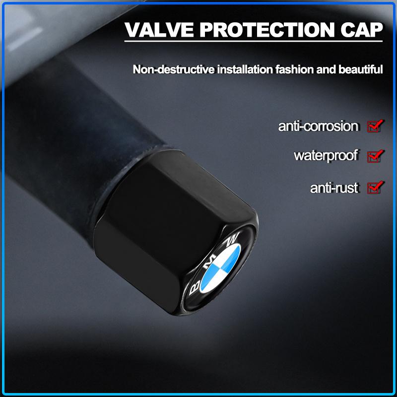 Fashion Car Tire Valve Caps with Car Badge Keyring Keychain Set For BMW M Performance 1 3 5 7 Series M3 M4 M5 M6 X1 X3 X5 X6 X7 E30 E34 E36 E39 E4