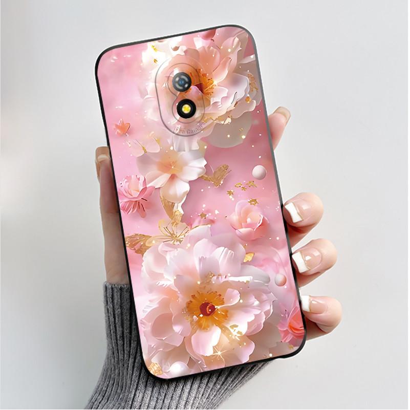 Coque de téléphone imprimée pour Itel A16 / A16PLUS / A23 / ITEL Alpha Lite Funda Coque Souple en Silicone Noir Coque Fleurie Mignonne Capa