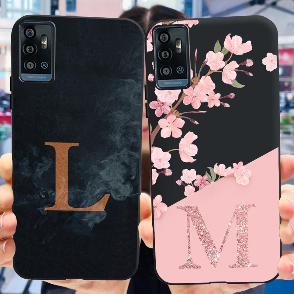 Per ZTE Blade A71 2021 Custodia Moda Lettera Fiore Lussuoso TPU Morbido Silicone Cover Per ZTE Blade A71 A7030 Custodie Telefono Antiurto