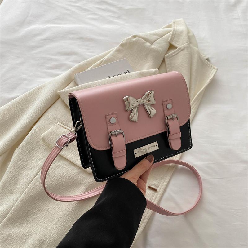 Stylish Korean Fashion Trendy Bowknot Handbag For Women In Elegant Black And Pink Options